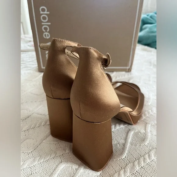 Dolce Vita “Pandora” Ankle Buckle mid- brown Platform Block Heel Sandals SZ 9 - Picture 11 of 16